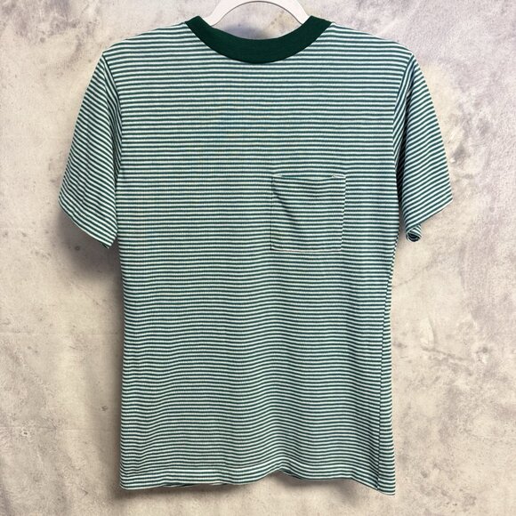 Vintage Striped Pocket Tee T Shirt Adult Medium 18x25.5 Ellmar 80s 90s USA - Picture 1 of 8